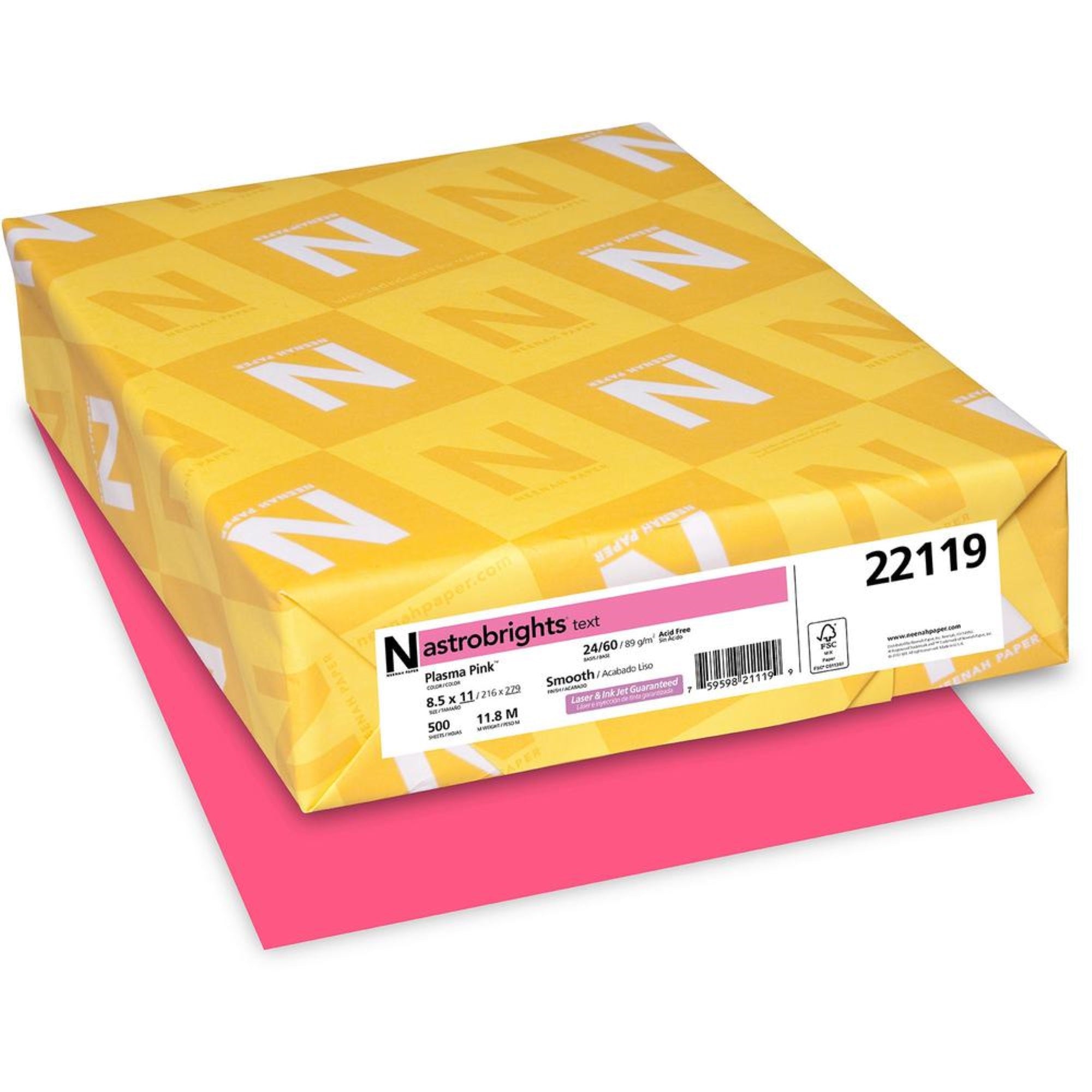 Astrobrights Color Paper - Pink - Letter - 8 1/2 X 11 - 24 Lb Basis Weight - Smooth - 500 / Ream - Fsc - Acid-Free, Lignin-Free,