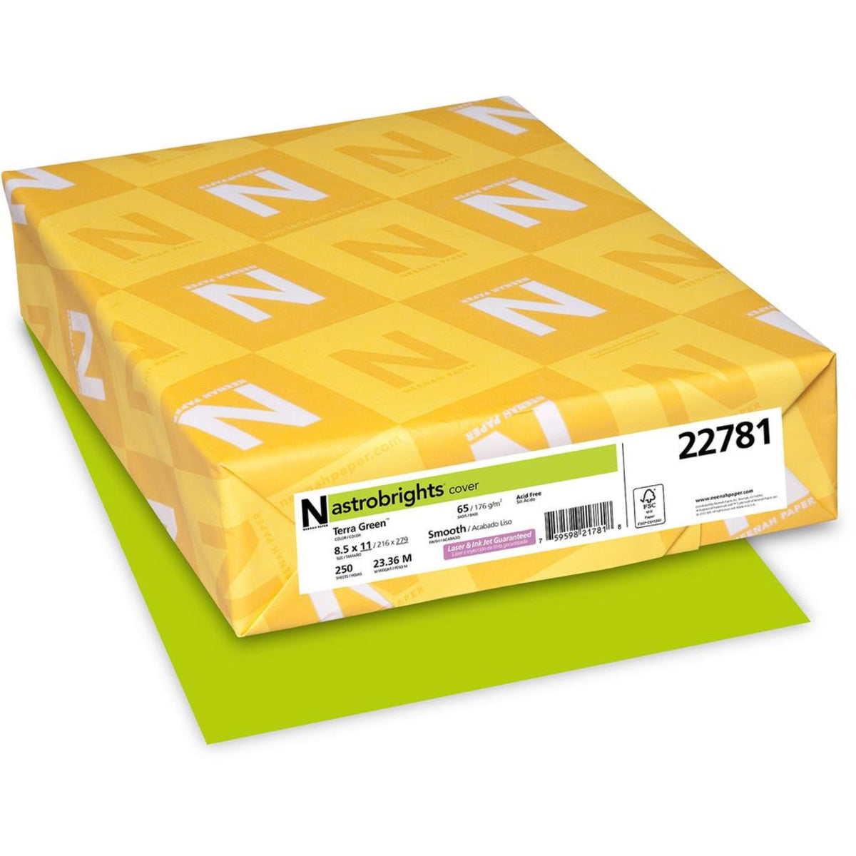 Astrobrights Colored Cardstock - Transparent Green - Letter - 8 1/2 X 11 - 65 Lb Basis Weight - Smooth - 250 / Pack - Fsc, Green
