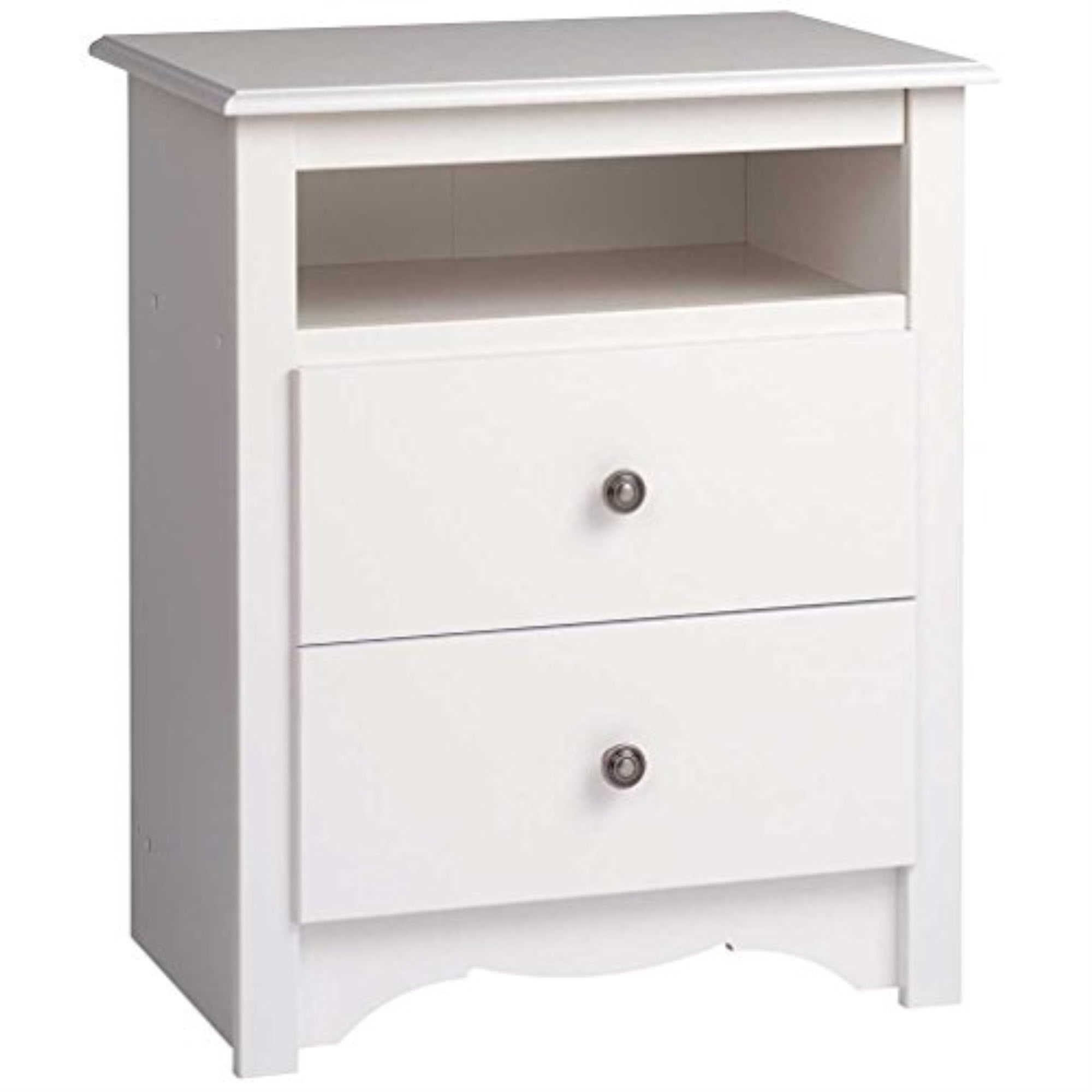 Monterey Tall 2Drawer Nightstand with Open Shelf, White