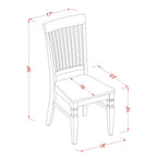 East West Furniture Weston Dining Slat Back Wood Seat Kitchen Chairs, Set of 2, WEC-BLK-W