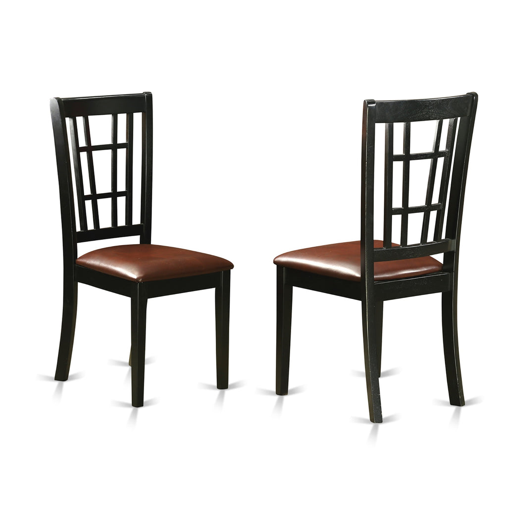East West Furniture WENI5-BCH-LC 5 Piece Kitchen Table Set for 4 Includes a Rectangle Dining Table with Butterfly Leaf and 4 Faux Leather Dining Room Chairs, 42x60 Inch, Black & Cherry