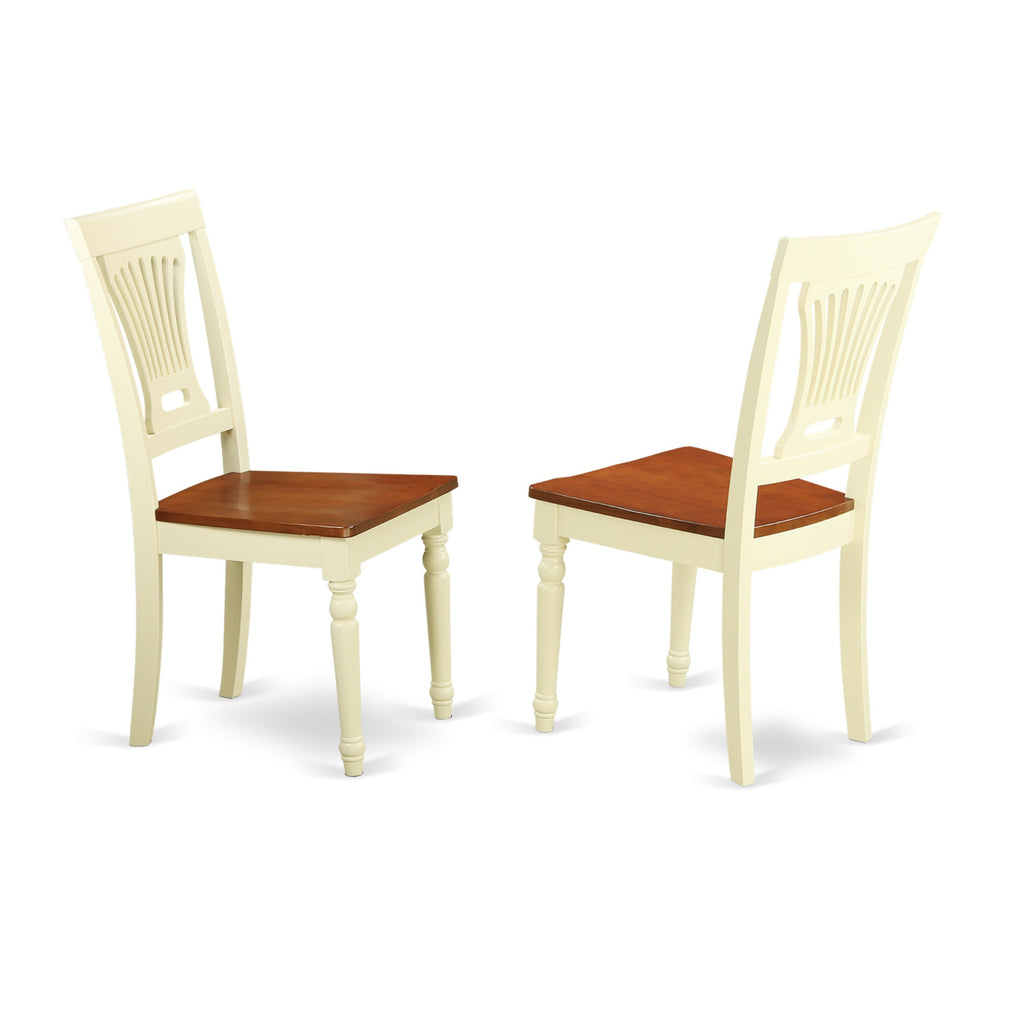 East West Furniture WEPL5-BMK-W 5 Piece Kitchen Table Set for 4 Includes a Rectangle Dining Room Table with Butterfly Leaf and 4 Solid Wood Seat Chairs, 42x60 Inch, Buttermilk & Cherry