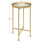 Gold Metal Round Nightstand End Table with Removable White Tray Top