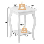 Stylish Nightstand End Table in White Wood Finish - Set of 2