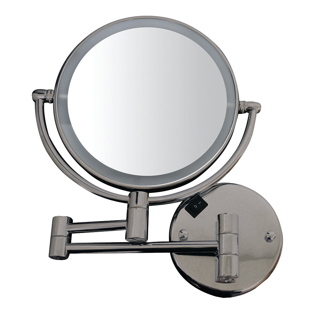 Round Wall Mount Dual Led 7X Magnified Mirror  Brushed Nickel