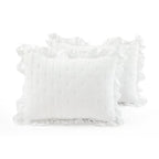 Full/Queen Lightweight White Ruffle Reversible Oversized 3 Piece Quilt Set