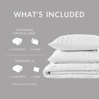 King Size Microfiber Pleated Soft Washed Comforter Set White