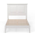 Twin Traditional Solid Oak Wooden Platform Bed Frame with Headboard in White