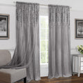 Willow Embroidered Sheer Organza Rod Pocket Panel  42X63  Grey, Layered Design, Machine Washable, Elegant Window Treatment
