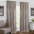 Willow Embroidered Sheer Organza Rod Pocket Panel  Layered Look, Falling Leaves Embroidery  42X63  Toffee