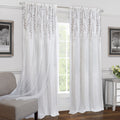 Willow Rod Pocket Panel  Embroidered Sheer Organza Overlay  Crushed Textured Ground  Layered Effect  Window Curtain  42X84