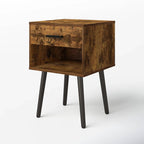 Mid-Century Modern Farmhouse 1-Drawer Nightstand with Open Shelf
