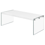 White Modern Rectangular Coffee Table with Tempered Glass Legs