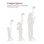Sturdy Solid Wood Coat Rack in White Finish with 8 Hooks