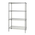 Wire Shelving Starter Kit, 54W x 14D x 54H, 600 - 800 lb. capacity, includes (4) wire shelves and (4) posts, chrome plated finis