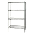 Wire Shelving Starter Kit, 48W x 21D x 54H, 600 - 800 lb. capacity, includes (4) wire shelves and (4) posts, chrome plated finis