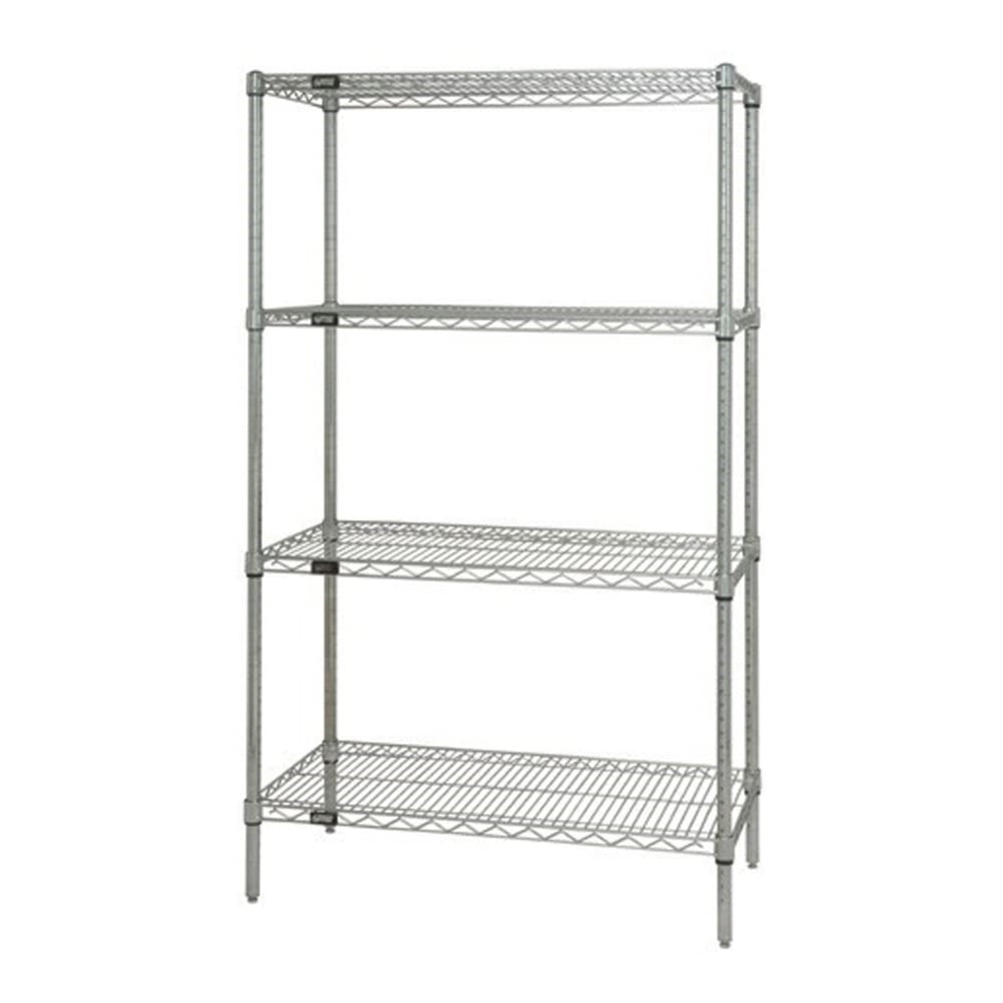 Wire Shelving Starter Kit, 24W x 24D x 54H, 600 - 800 lb. capacity, includes (4) wire shelves and (4) posts, chrome plated finis