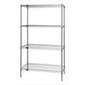 Wire Shelving Starter Kit, 48W x 24D x 54H, 600 - 800 lb. capacity, includes (4) wire shelves and (4) posts, chrome plated finis