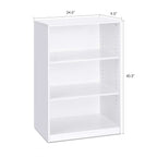 Modern 3-Shelf Bookcase in White Wood Finish