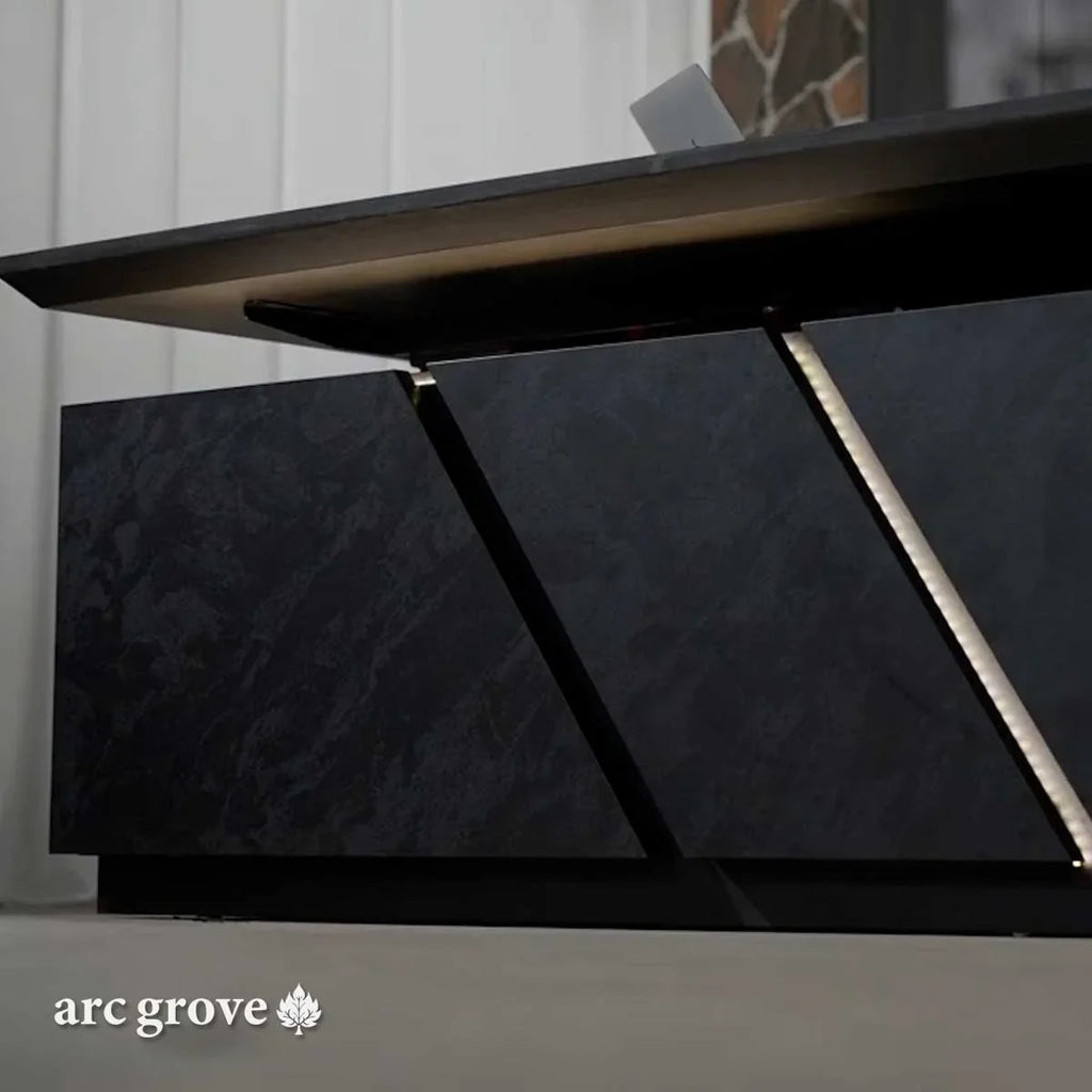 Maverick · Standing L-Shaped Executive Desk, Adjustable Height