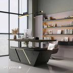Maverick · Standing L-Shaped Executive Desk, Adjustable Height