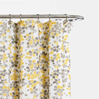 72-inch Off-White Beige Cream Yellow Grey Floral Vines Flowers Shower Curtain