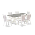 X097Mz0017 7Pc Dining Room Set  Rectangular Table And 6 Parson Chairs  Multicolor Color