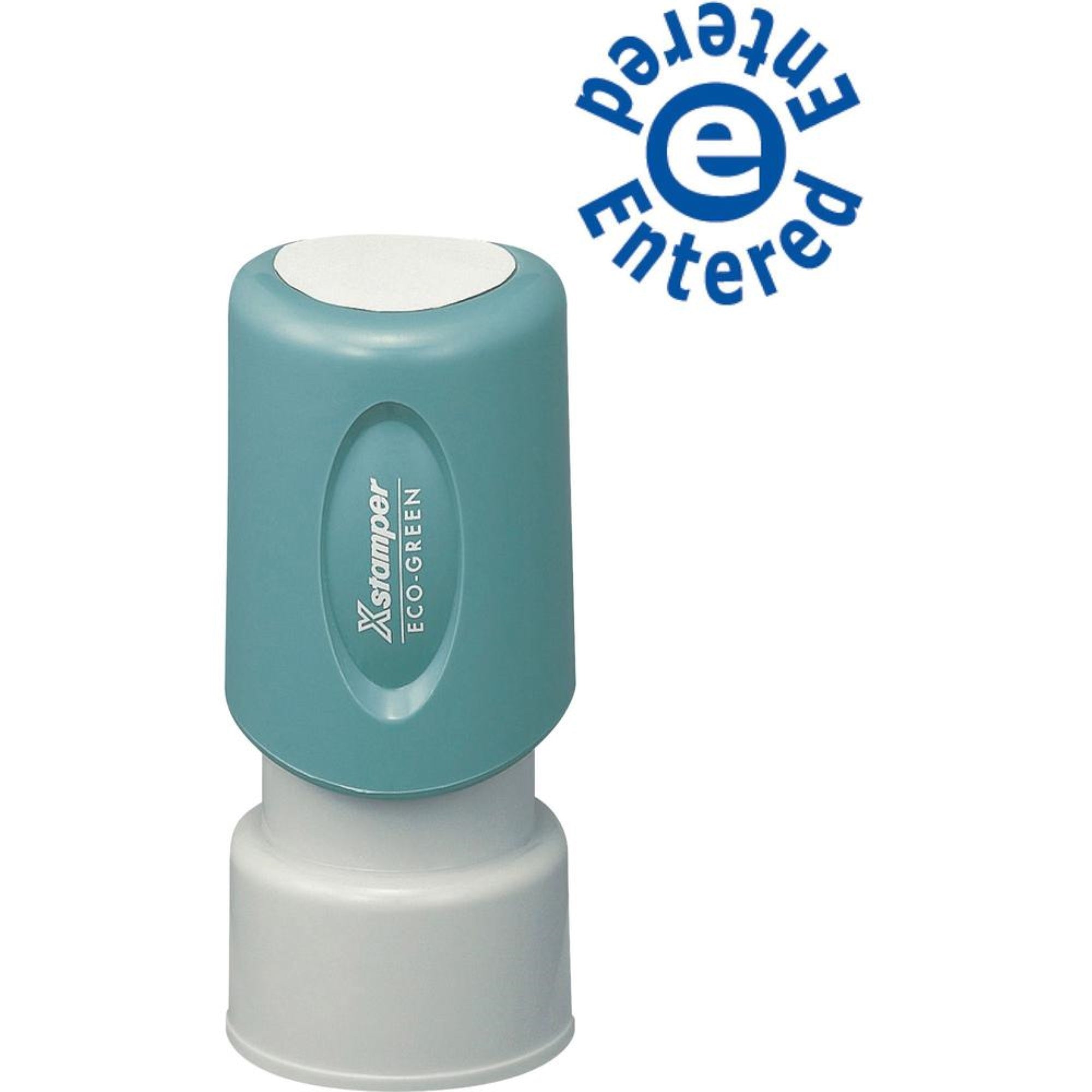 Xstamper Entered E Entered Pre-Inked Stamp - Message Stamp - Entered - 0.63 Impression Diameter - 100000 Impression(S) - Blue -