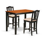 East West Furniture Yarmouth 3 Piece Kitchen Counter Height Set Contains a Rectangle Dining Room Table and 2 Linen Fabric Upholstered Chairs, 30x48 Inch, Black & Cherry