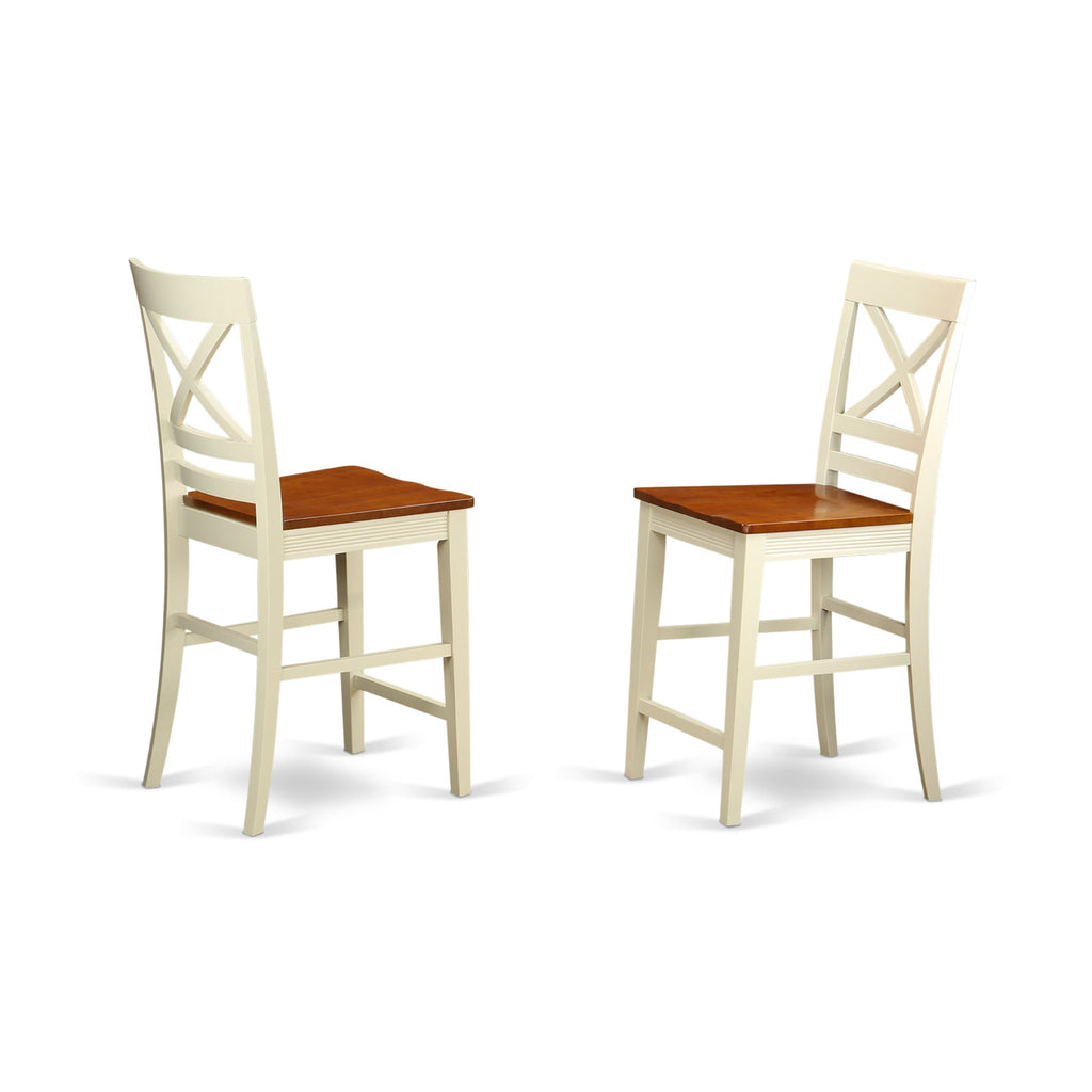 East West Furniture YAQU5-WHI-W 5 Piece Kitchen Counter Height Dining Table Set Includes a Rectangle Dining Room Table and 4 Wooden Seat Chairs, 30x48 Inch, Buttermilk & Cherry