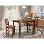East West Furniture YAVN3-MAH-C 3 Piece Kitchen Counter Height Dining Table Set Contains a Rectangle Dining Room Table and 2 Linen Fabric Upholstered Chairs, 30x48 Inch, Mahogany