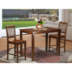 East West Furniture YAVN3-MAH-W 3 Piece Counter Height Dining Set for Small Spaces Contains a Rectangle Dining Room Table and 2 Wooden Seat Chairs, 30x48 Inch, Mahogany