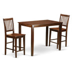 East West Furniture YAVN3-MAH-W 3 Piece Counter Height Dining Set for Small Spaces Contains a Rectangle Dining Room Table and 2 Wooden Seat Chairs, 30x48 Inch, Mahogany