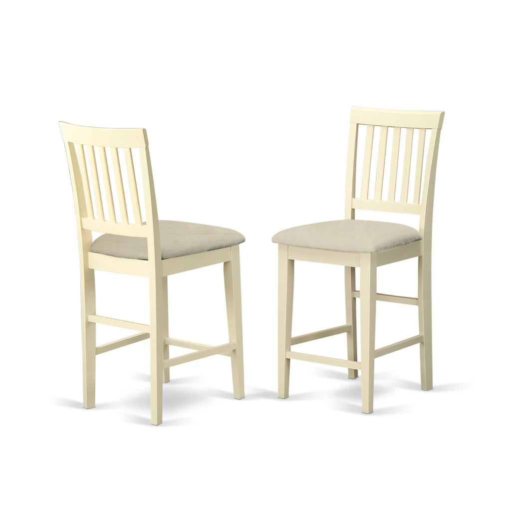East West Furniture YAVN5-WHI-C 5 Piece Kitchen Counter Set Includes a Rectangle Dining Room Table and 4 Linen Fabric Upholstered Dining Chairs, 30x48 Inch, Buttermilk & Cherry