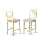 East West Furniture YAVN5-WHI-C 5 Piece Kitchen Counter Set Includes a Rectangle Dining Room Table and 4 Linen Fabric Upholstered Dining Chairs, 30x48 Inch, Buttermilk & Cherry