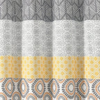 72-in. Yellow Black White Grey Floral Damask Boho Polyester Shower Curtain