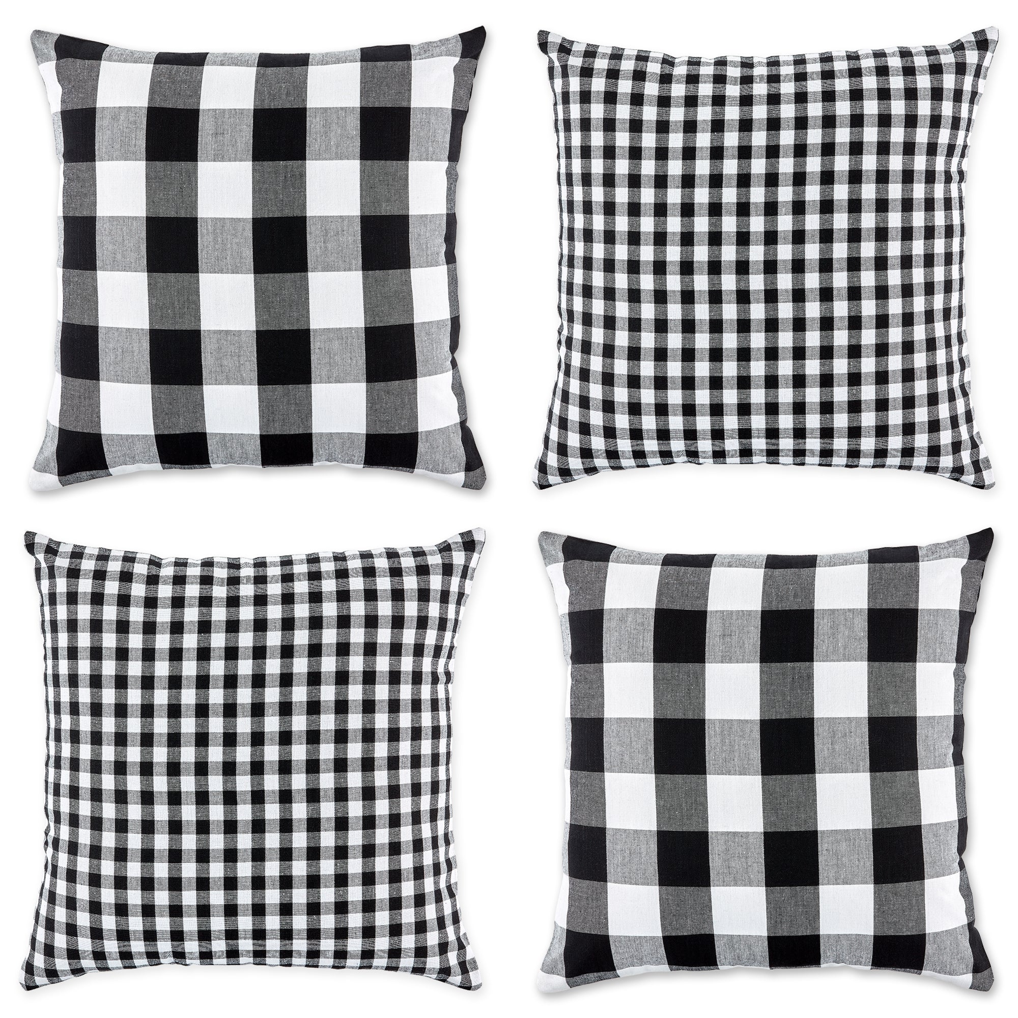 Dii Assorted Black/White Gingham/Buffalo Check Pillow Cover 18X18 Set/4