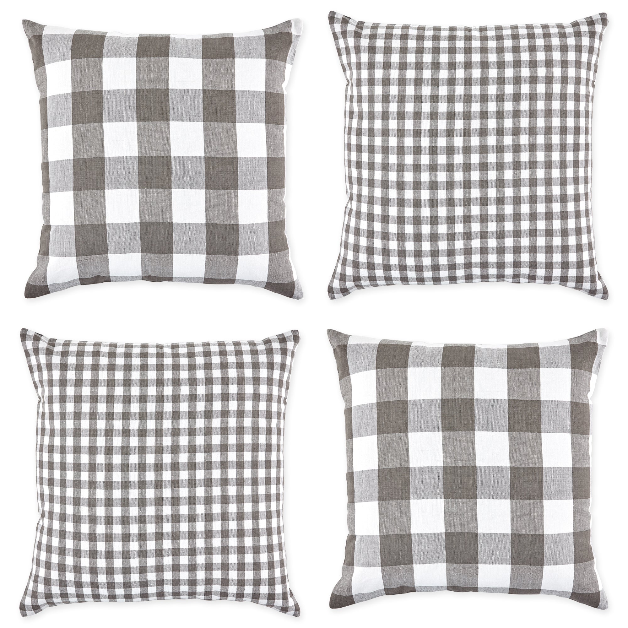 Dii Assorted Gray/White Gingham/Buffalo Check Pillow Cover 18X18 Set/4