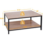 Modern 2-Tier Metal Wooden Coffee Table in Natural Wood Finish