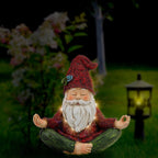 Zen Garden Meditating Yoga Solar Gnome Statue