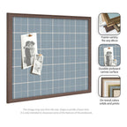 Framed Fabric Pinboard Light Blue Plaid Wall Organization