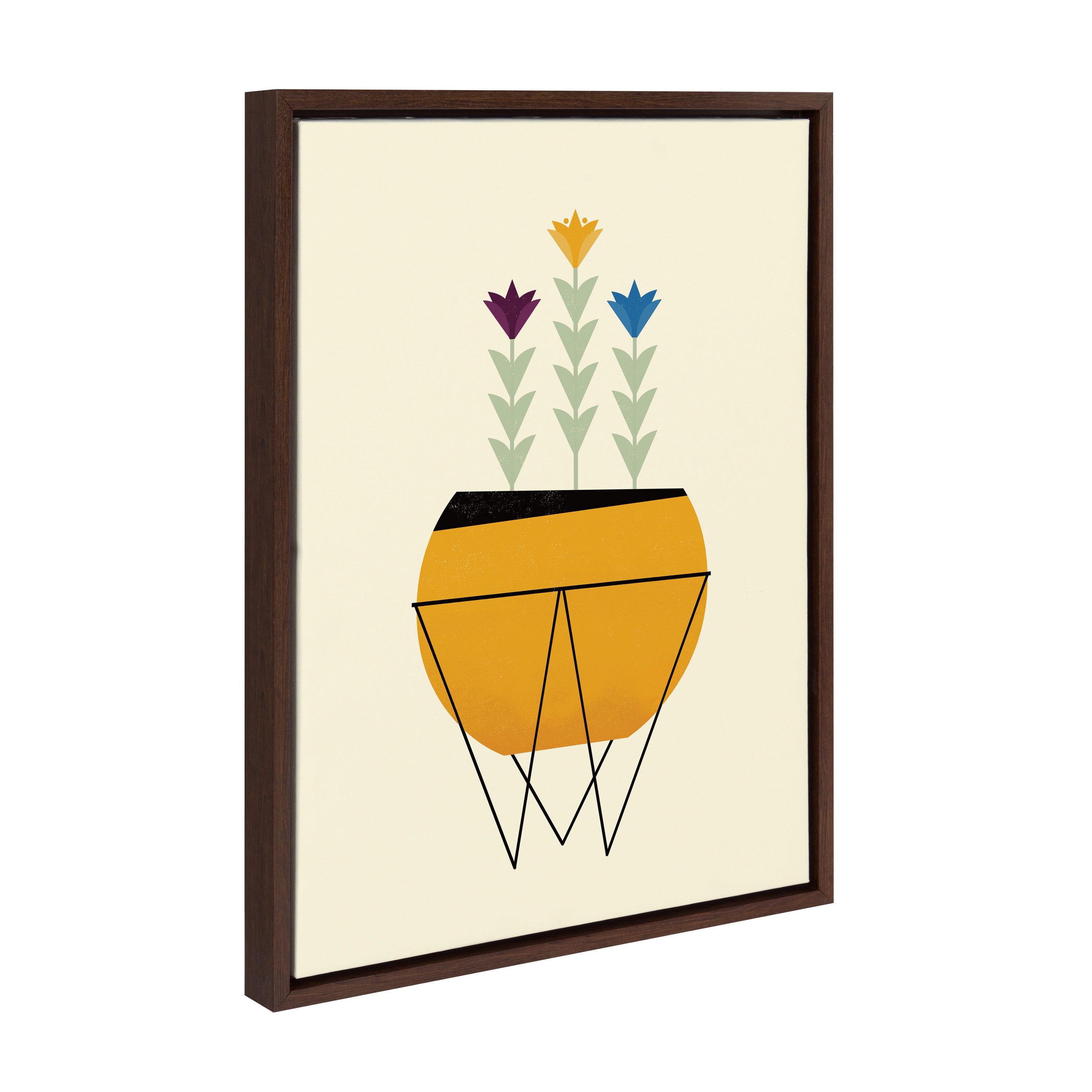 Sylvie Modern Planter Framed Canvas by Amber Leaders Designs