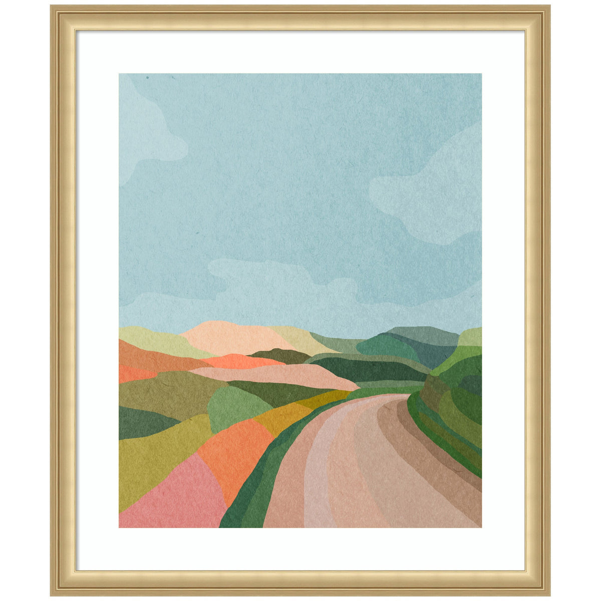 Framed Art Beautiful Landscape with Road by July Art Prints