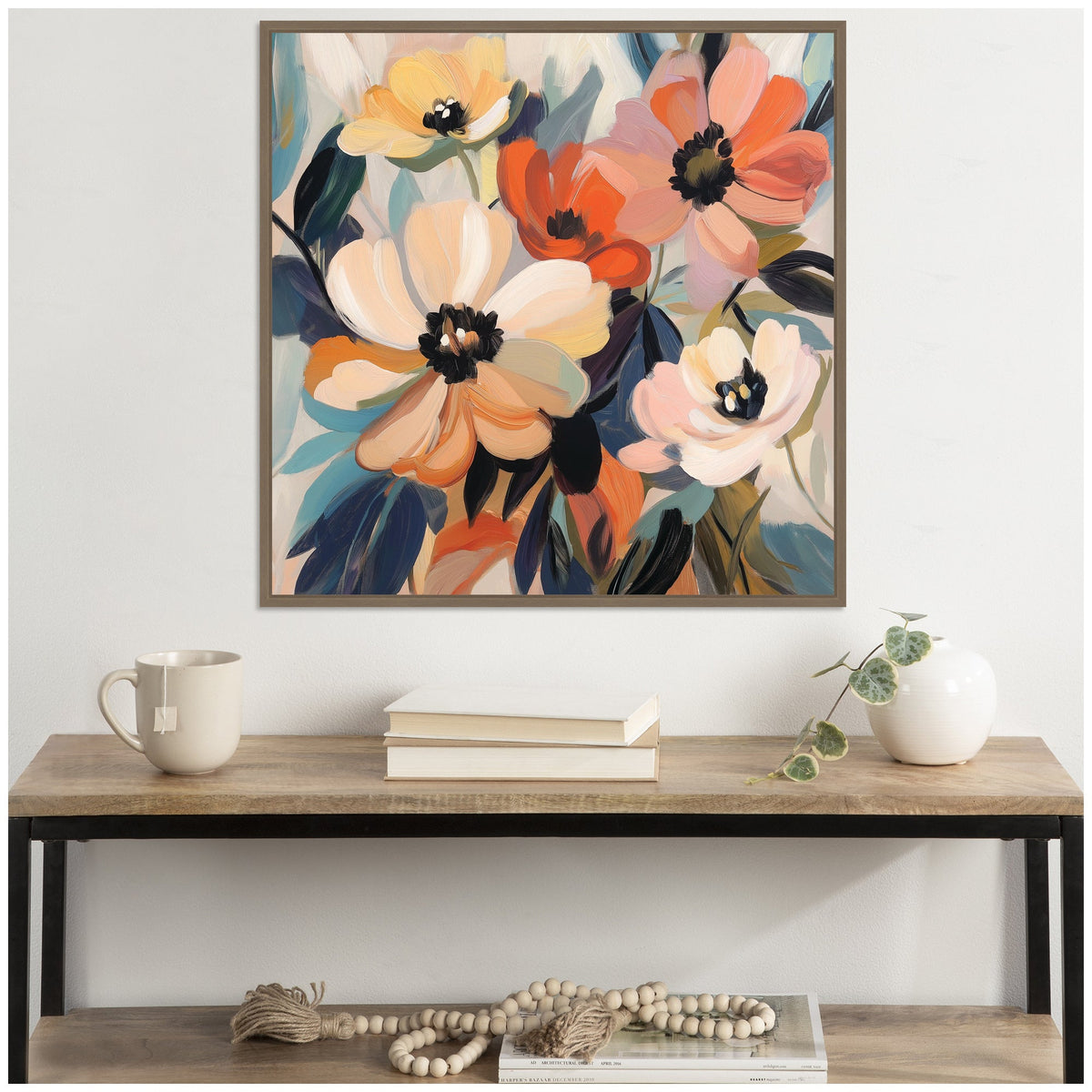 Sylvie Garden Bloom Abstract Bouquet III Framed Canvas by The Creative Bunch Studio