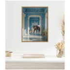 Elephant Strolling Through the Blue Wing by Michael Schauer Framed Canvas Wall Art Print