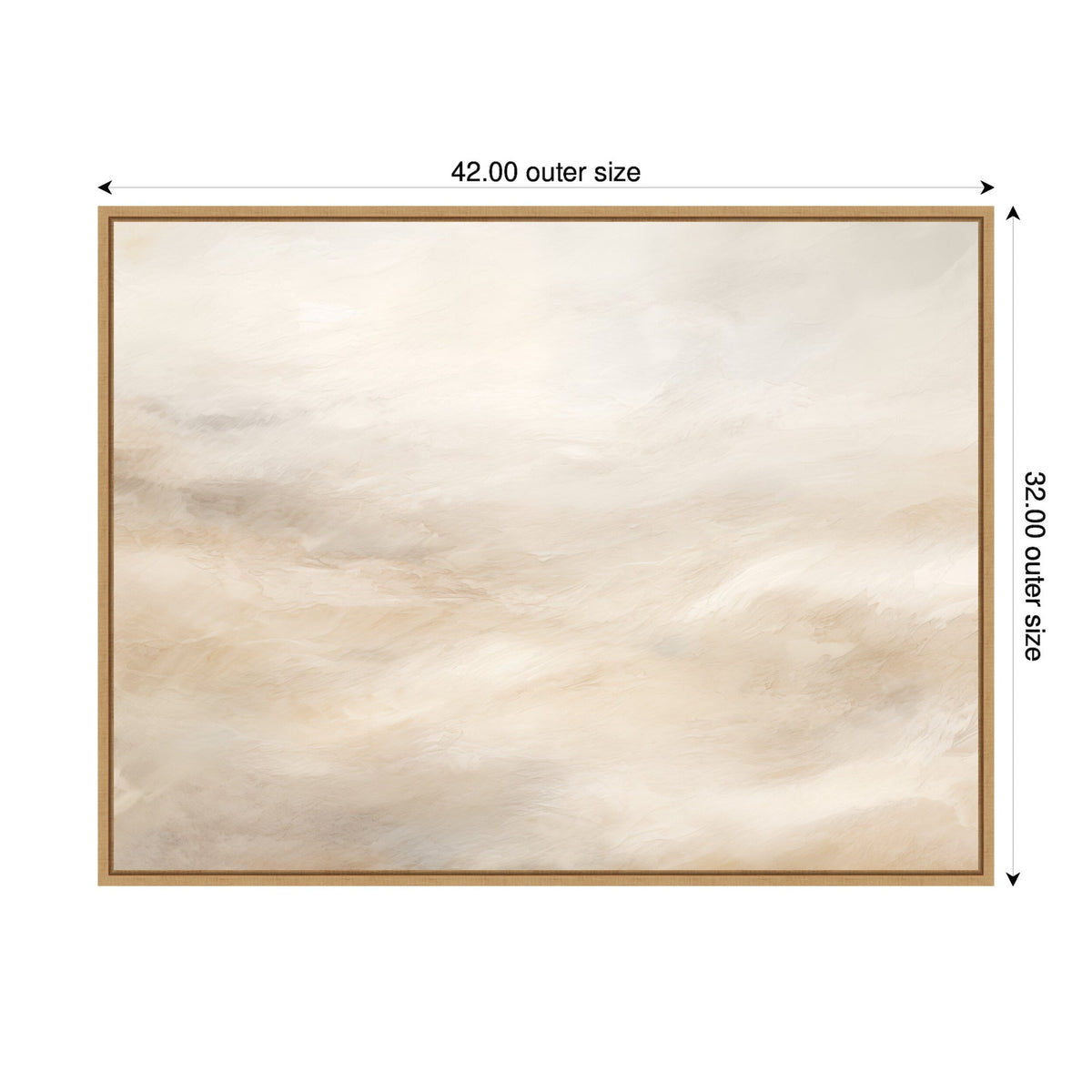 Sylvie Tonal Abstract Textural White and Beige Light Natural Neutrals Horizontal Framed Canvas by The Creative Bunch Studio
