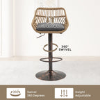 Modern Swivel Bar Stools Adjustable Counter Chairs With Footrest (Set of 2)
