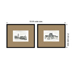 Vintage Postcard London & Paris 2 Piece Framed Wall Art Print Set by Teju Reval Brown Mat