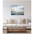 Sylvie Tonal Abstract Oceanic Nautical Serenity Blue Horizontal Framed Canvas by The Creative Bunch Studio