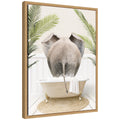 Sylvie Elephant Back in Palm Bathtub Framed Canvas by Amy Peterson